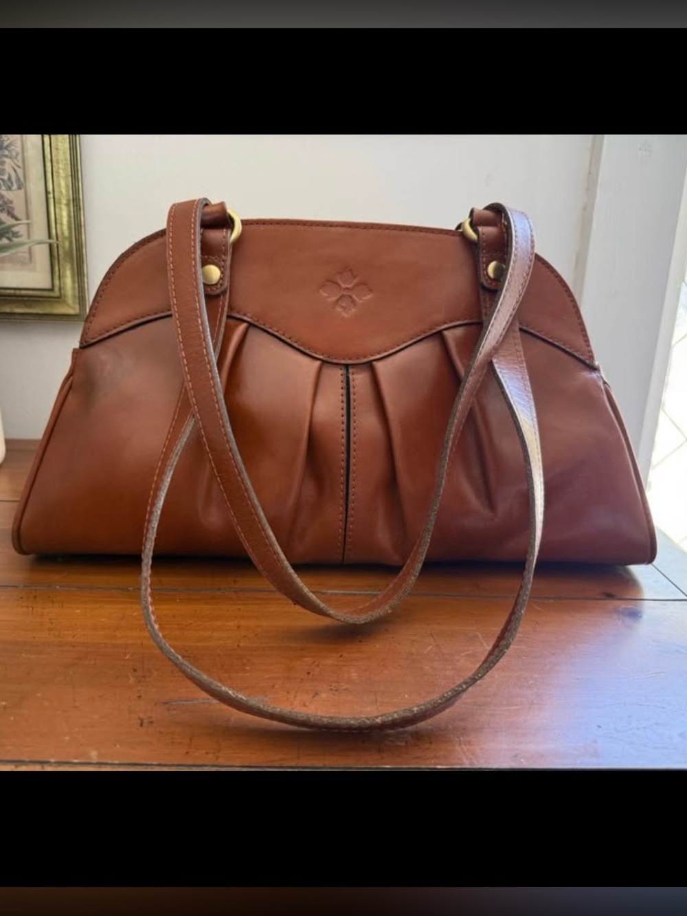 Patricia Nash Macellara Oval Satchel Cognac Brown